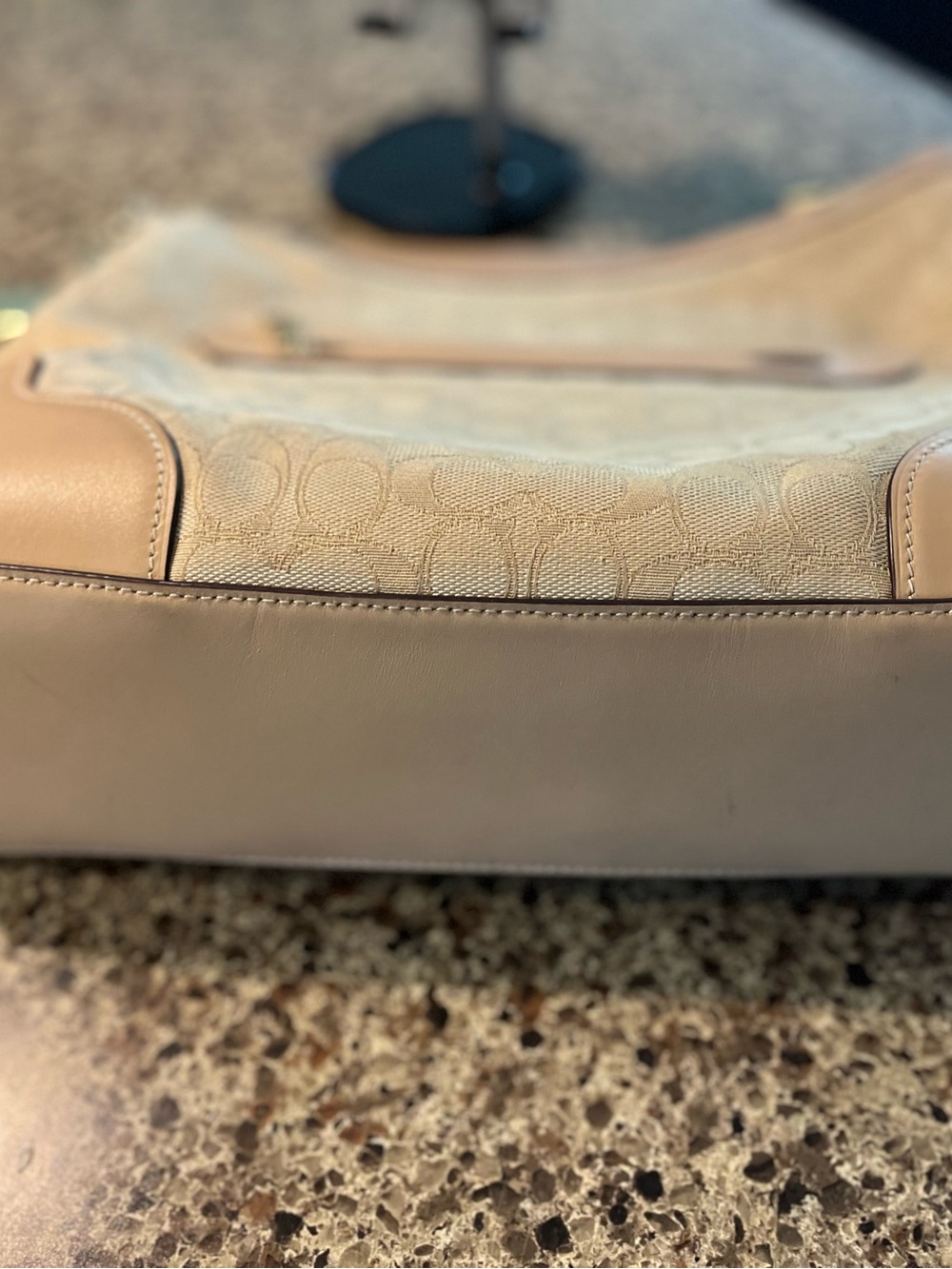 Coach Signature Canvas Hobo Shoulder Bag in Beige and Tan - Picture 5 of 10